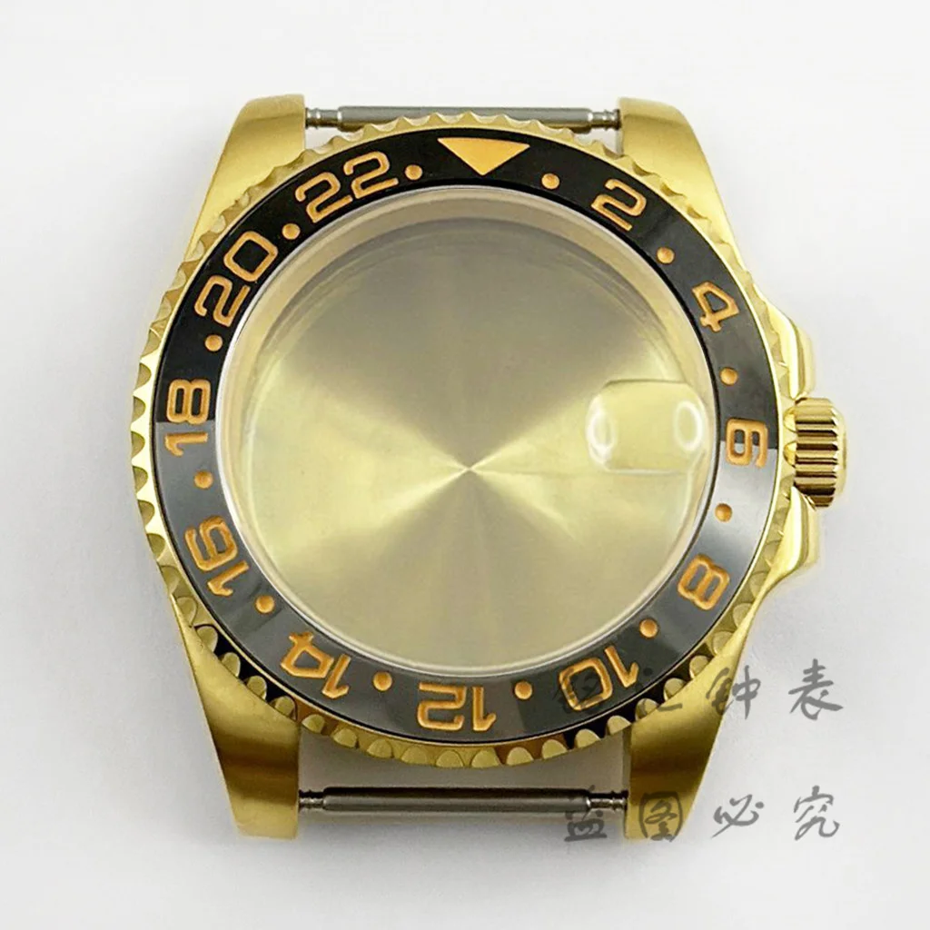 Gmt 40mm sub tauchen saphirglas wasserdichtes uhr gehäuse für nh34 nh35 nh36 nh38 nh39 nh70 eta2824 werk 120 klicks Image