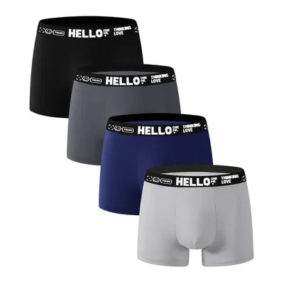 4 teile/satz Männer Unterwäsche Einfarbig Männer Boxer Personalisierte Weiche Atmungsaktive Männer Unterhose Mode Junge Höschen 2024 Top Verkauf Image