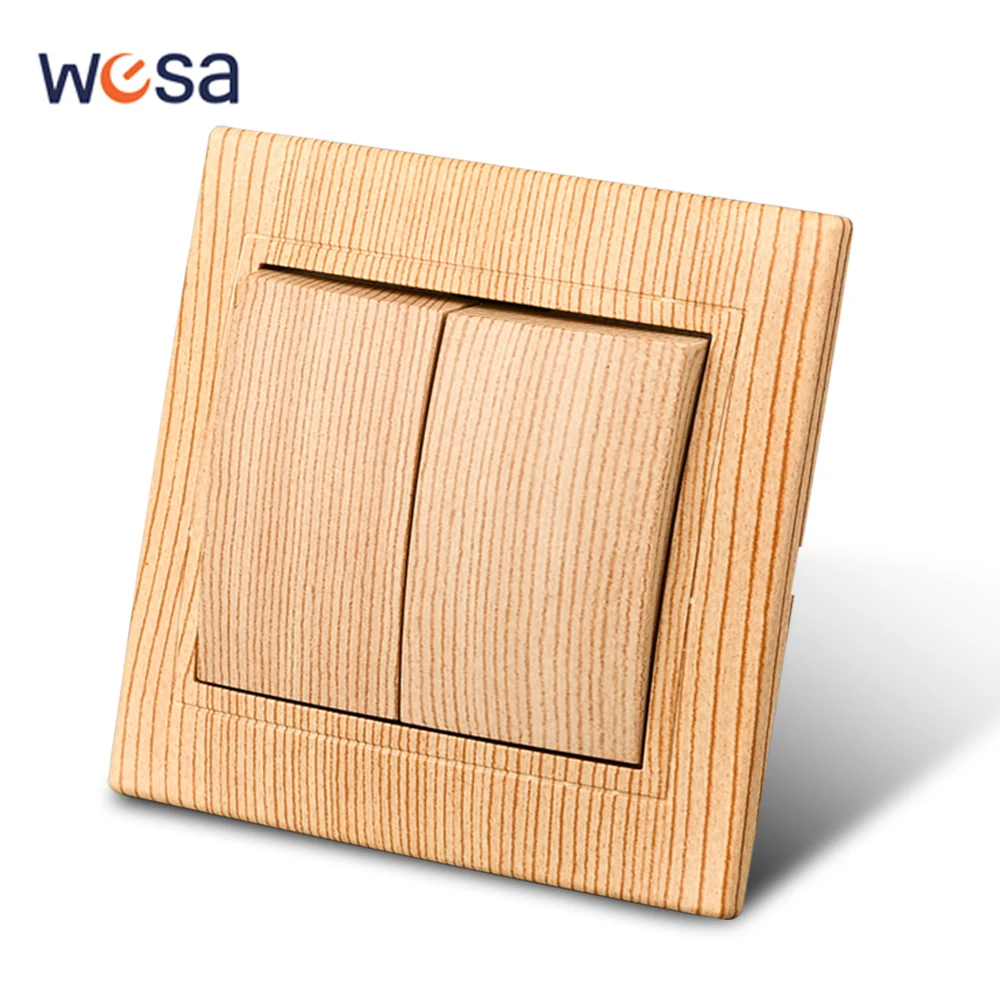WESA Holz klassische flammhemmende Kunststoffplatte 1 Gang 1 Weg Wandschalter Ein/Aus Wippschalter 16 A AC 250 V 86 mm * 86 mm Image