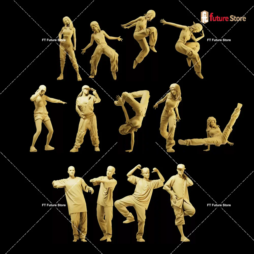 Miniaturen 1/64 1/43 1/35 Tänzerin Hübscher Hip-Hop-Tanz Jungen Mädchen Figur Diorama Kreative Mini Puppe Szene Requisiten Modell Handwerk