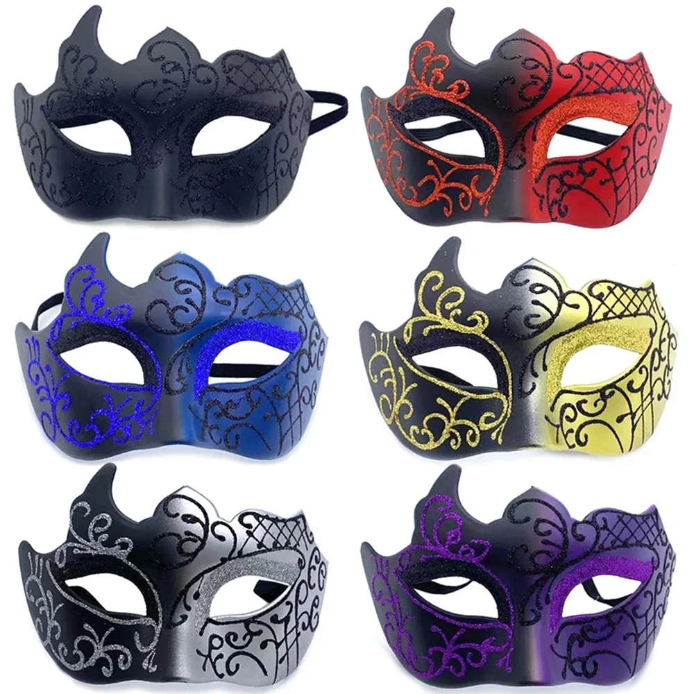 Retro gemalte Halbgesichts-Maskerade maske für Frauen und Männer, Venedig-Maske, Halloween-Kostüm zubehör, Cosplay-Party-Requisiten Image
