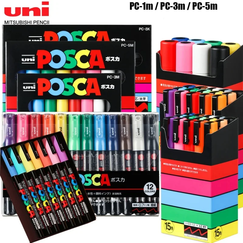 Uni Acrylfarbe POSTS Marker Pen Set Rock Marking Art Pen Graffiti Malzubehör Farbstift PC-5M PC-3M PC-1M Image