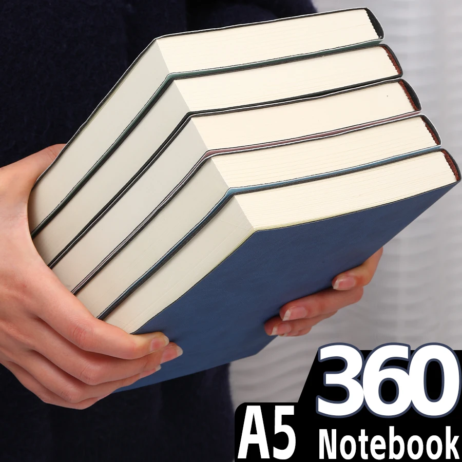 Weiches, mit Leder verdicktes A5-Notizbuch, 360-Seiten mit Softcover, geeignet für den täglichen Gebrauch, Familie, Besprechungen Image