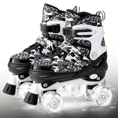 TEMU Boys And Girls Adjustable Kids Roller Skates With Light Up Wheels Beginners Outdoor Skates, The Best Halloween Gift For Beginners Indoor Outdoor Sports