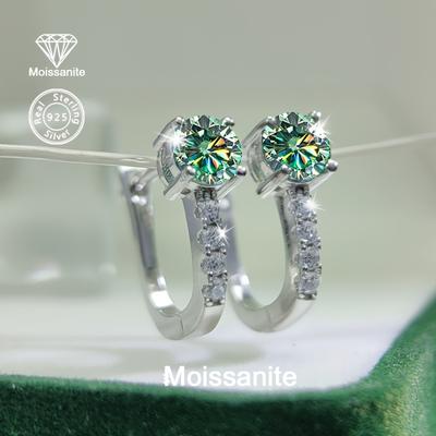 TEMU 925 Silver 2 Carat Moissanite Women's Earrings Birthday Gift Valentine's Day Christmas Halloween New Year Daily Vacation Party Wedding Fashionable Ladies' Ear Jewelry Gift