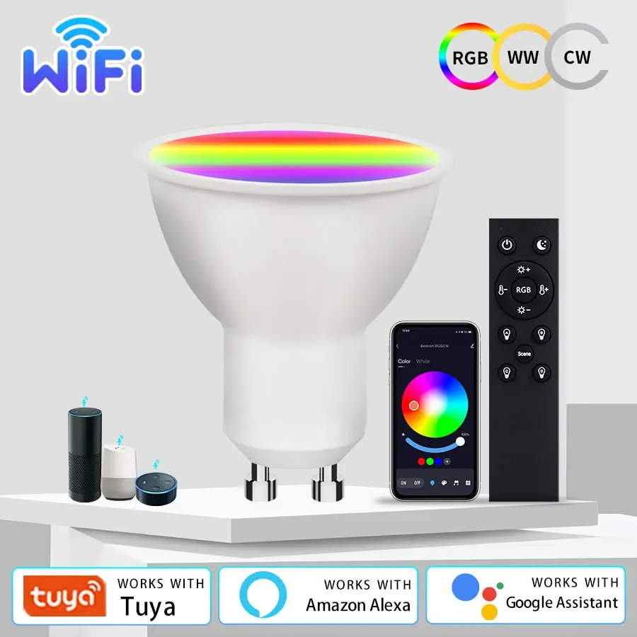 Tuya WiFi Smart LED Glühbirne 5W 7W 9W 220V GU10 Led-strahler Mit RF 2,4G Fernbedienung Funktioniert Mit Alexa Geogle Hause