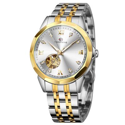 FORSINING Men Mechanical Watch Luxury Large Dial Fashion Business Hollow Skeleton Automatic Self-winding Luminous Waterproof Steel Watch