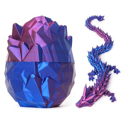 3D Printed Dragon Egg Rainbow Flying Dragon in Colorful Eggs Fidget Toy for Birthday Gift Flexible Desk Figure Decor