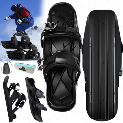 Mini Short Ski Skates Skis Boots Portable Skating Ski Shoes Adjustable Bindings Short Snow