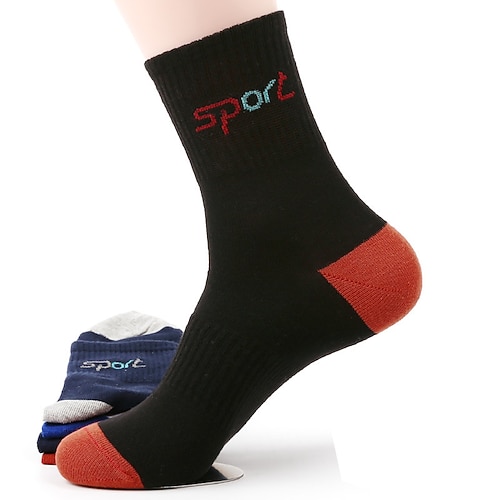 Herren 4 Paar Mehrfachpackungen Socken Socken Stricken Laufsport Socken Freizeitsocken Schwarz Weiß Farbe Farbblock Glatt Urlaub Sport Natur Täglich Grundlegend Mittel Frühling Herbst Modisch Image