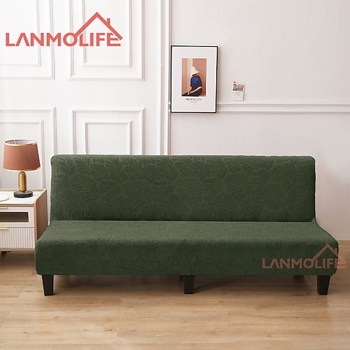 Jacquard-Futon-Schonbezug, Schlafsofa-Bezug, einfarbig, ohne Armlehne, Schlafsofa-Bezüge, hochelastisch, zusammenklappbar, Möbelschutzbezüge Image