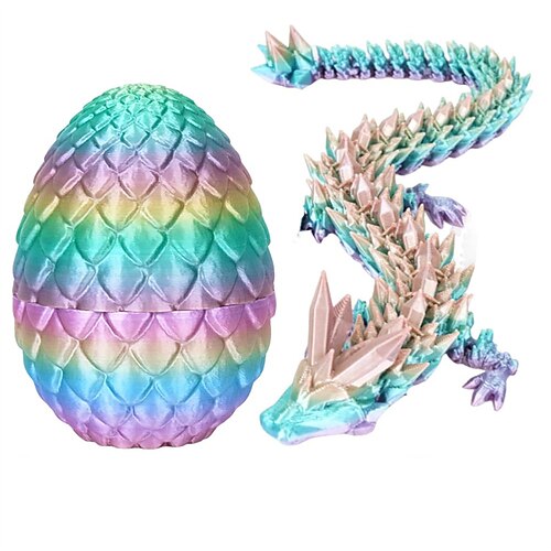 3D Gedrucktes Drachen Ei Regenbogen fliegender Drache in bunten Eiern Fidget Spielzeug für Geburtstagsgeschenk Flexibles Schreibtischfiguren Deko Weihnachten Geschenk Image