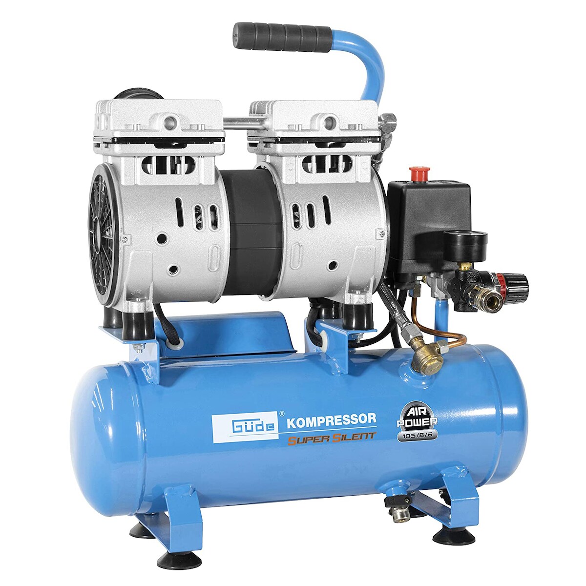 Gude Güde Flüsterkompressor Airpower 105/8/6 leise SILENT ölfrei Druckluft 550 W 6 L 8 bar 50133 Image