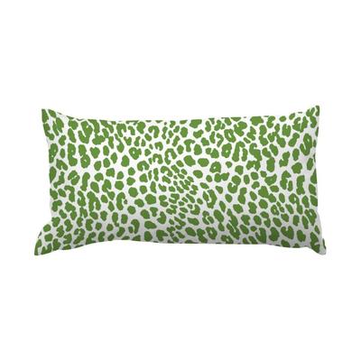 TEMU Chic Green Leopard Print Throw Pillow Cover 12x20 - Contemporary Asian Style, Zip Closure, Machine Washable Polyester For Sofa, Bed, Car Decor (pillow Not Included)