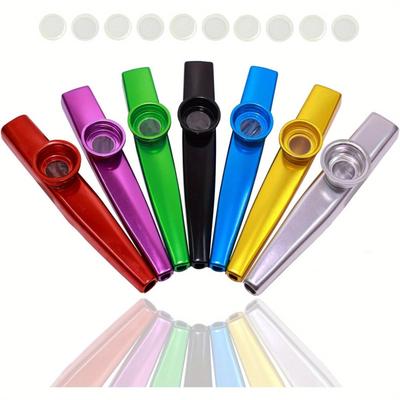 TEMU 7pcs Metal Kazoos With 20pcs Flute Diaphragms, Musical Instruments, A For Ukulele, Violin, Guitar, Keyboard. Christmas Gift