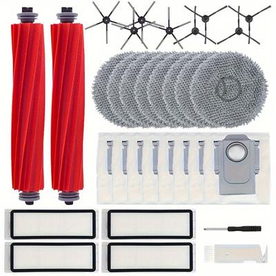 TEMU 32pcs /p10 Robot Vacuum Accessory Kit - Replacement Parts With 2 Main Brushes, 4 Hepa Filters, 8 Side Brushes, 8 Mop Pads, 8 Vacuum Bags For Efficient Home Cleaning Maintenance Tools Image
