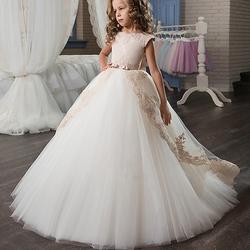 Robe de Demoiselle d'Honneur Fille enfants Fille Robe de princesse Robe de première communion Utilisation Mariage Soirée Elégant Magnifique Maille Couleur unie Sans Manches Col Ras du Cou Jaune clair
