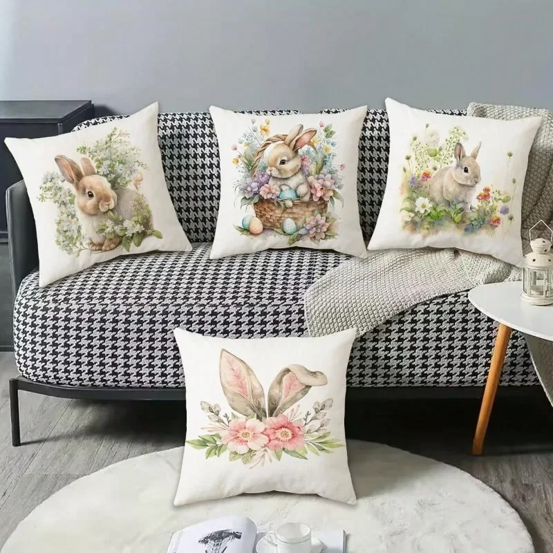 Osterhasen Ei gedruckt Pfirsich Haut Kissen bezüge einfache Sofa Kissen bezug Home Auto Kissen bezug Wohnzimmer Schlafzimmer dekorativ