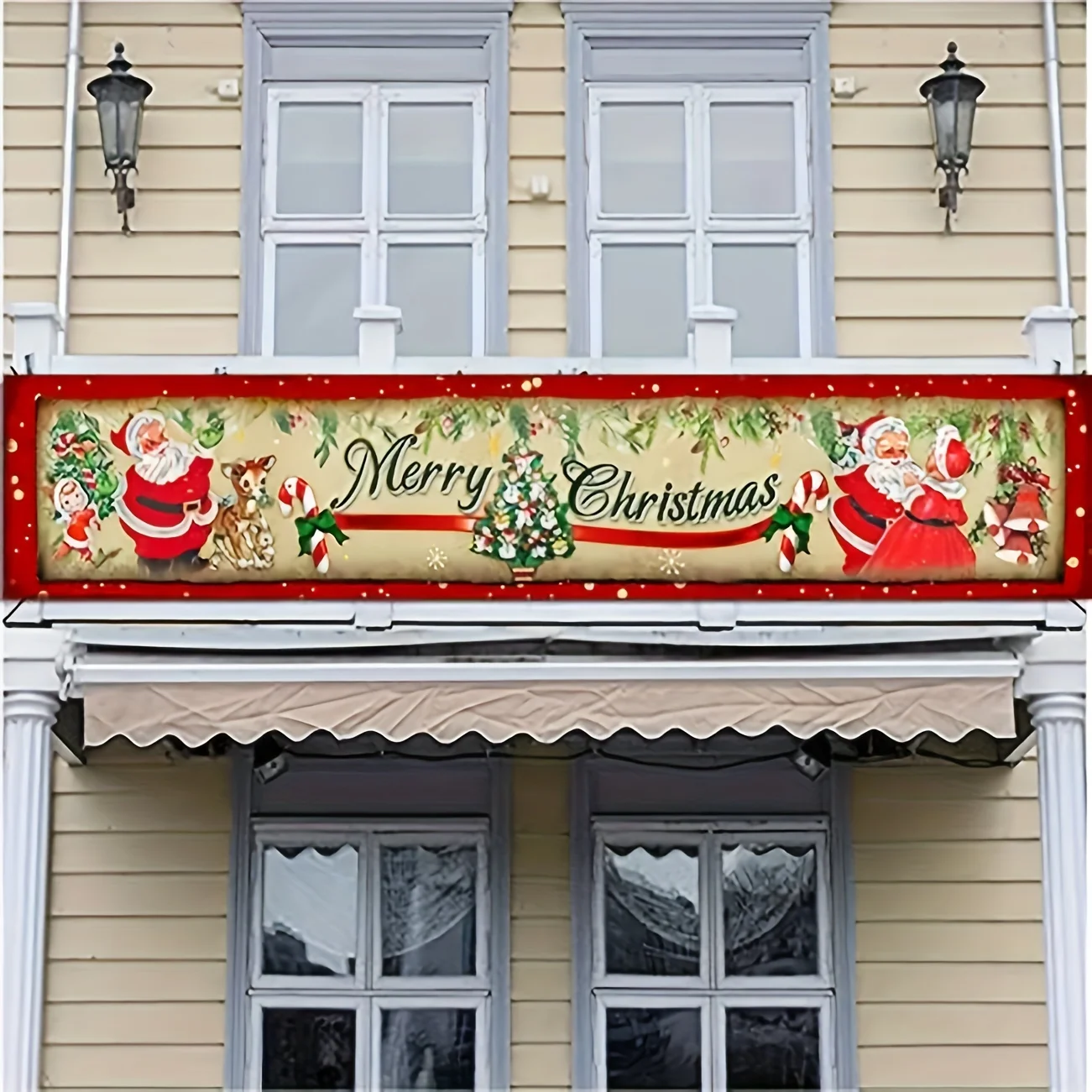 Vintage Weihnachts dekorationen im Freien Hof Zeichen, Vintage-Stil Frohe Weihnachten Banner - Vintage Weihnachts dekorationen, 9,8x2ft Vintage
