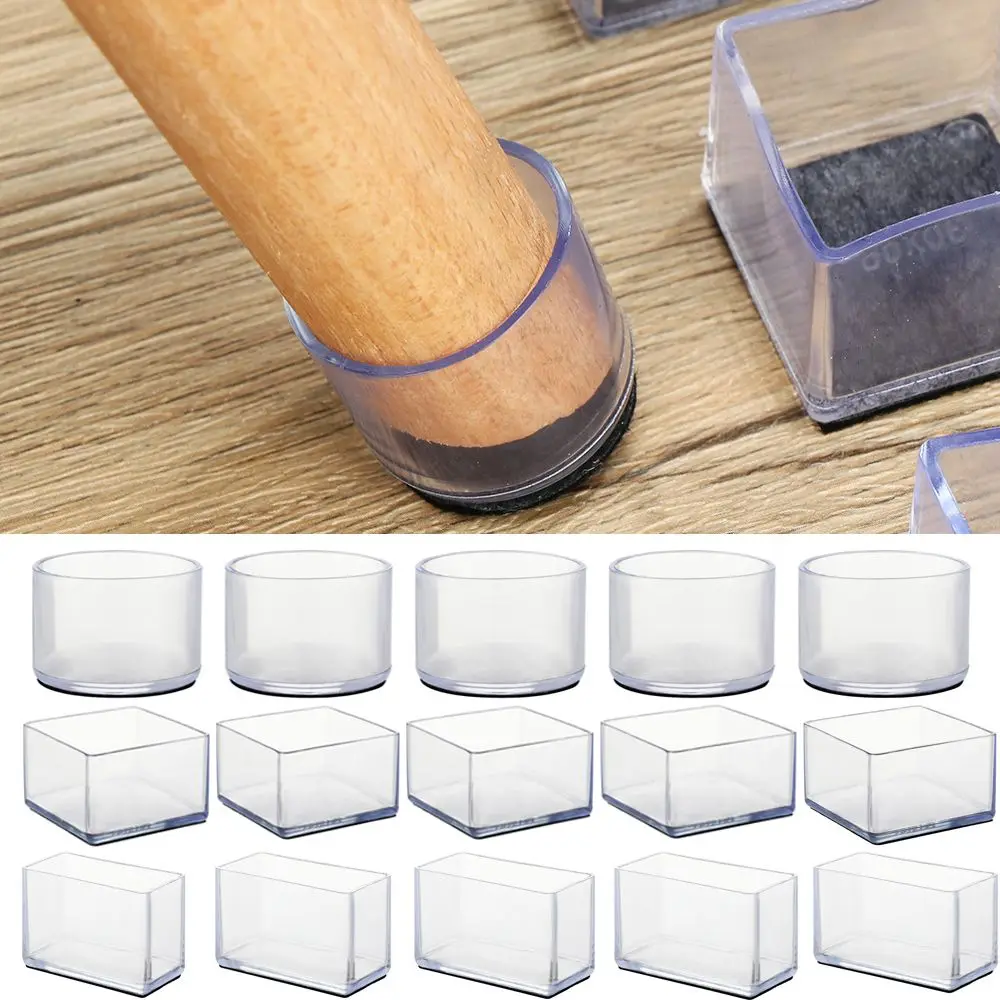 4 teile/satz silikon pads transparente tisch und stuhl bein pvc kappen runde boden fuß abdeckung rutsch feste möbel bodenschutz-pads