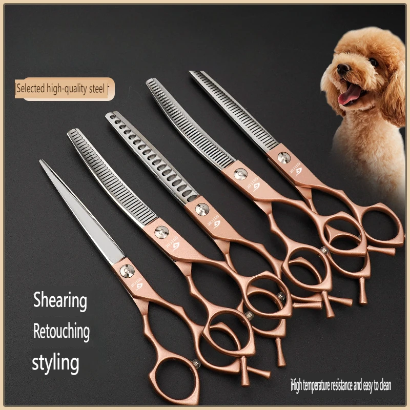 Fellschere, tragbar, professionell, zum Ausdünnen von Hundehaaren, Premium-Edelstahl, gebogene Chunkers-Schere, Tierhaarschnitt-Trimmwerkzeuge Image