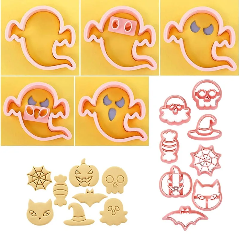 Halloween Aus stecher Set Geist Kürbis Fledermaus Schädel Fondant Keks Formen DIY Back kuchen Dekorations werkzeuge für Halloween-Party Image