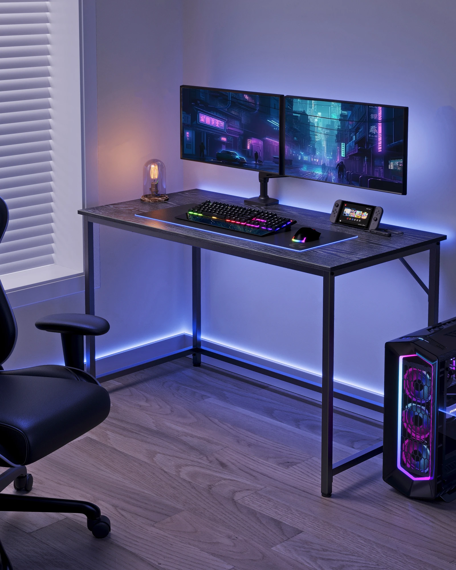 VASAGLE Schreibtisch, Kleiner Computertisch, Bürotisch, für Arbeitszimmer, Schlafzimmer, 60 x 120 x 76 cm, Industrie-Design Image