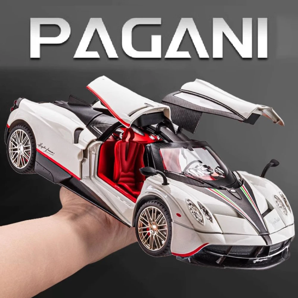 Große Größe 1:18 Pagani Huayra Spielzeugmodellauto Druckgusslegierung Sportwagen Sound Licht Zurückziehen Stoßdämpfungsmodelle Festival Geschenk