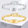 Vnox Kostenlose individuelle Geburtsdatum-Namensarmbänder für Babys, Mädchen und Jungen, polierte Metallplattenarmbänder, verstellbares Geschenk für die Taufe