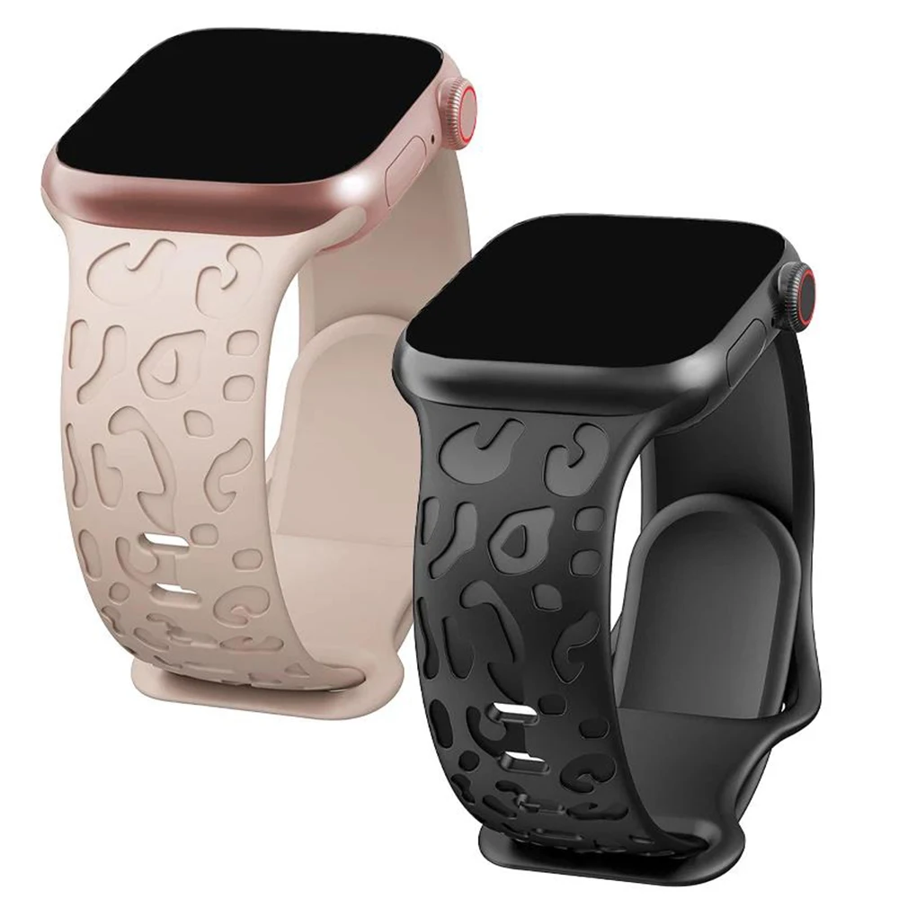 Silikon armband für Apple Uhren armband 45mm 44mm 42mm 41mm 40mm 49mm 38mm graviertes Correa Armband iwatch Serie ultra 2 9 8 7 se 6 Image
