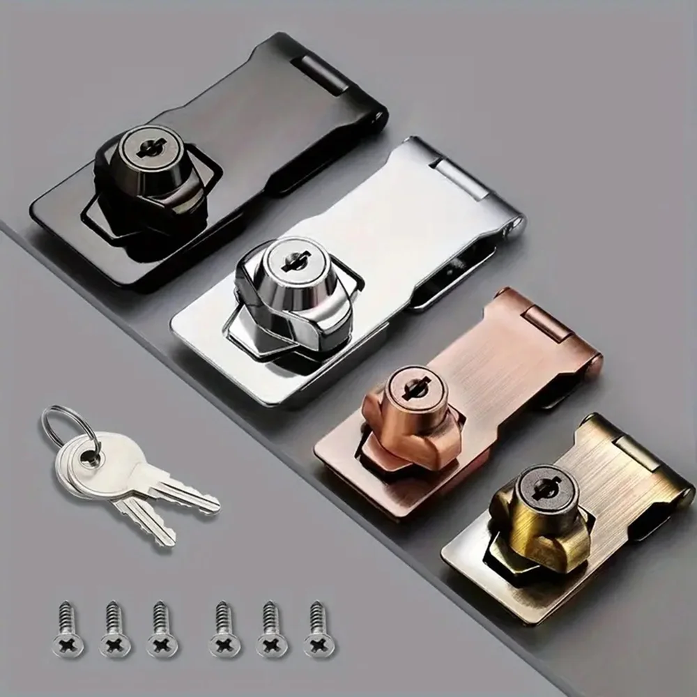 Verriegelungs-Haspe, robuste verriegelbare Haspe, Heftklammer mit Schlüsseln, Vorhängeschloss, Schrank, Schuppen, Garage, Schloss, Büro, Schrank, Sicherheitsschloss-Hardware Image