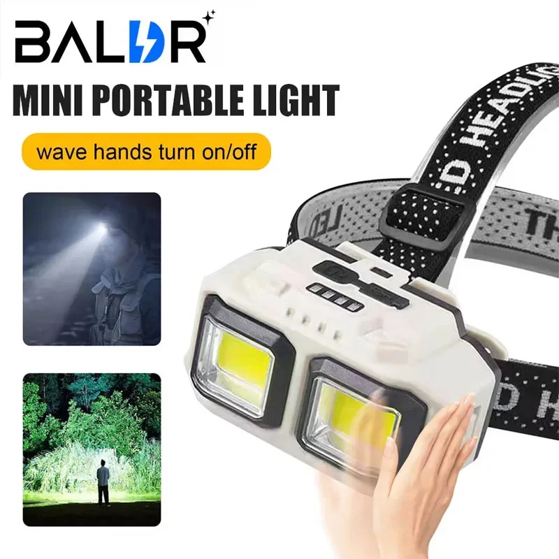 COB Sensor Scheinwerfer LED Kopf Licht Camping Angeln Bergbau Licht Lampe Taschenlampe Taschenlampe Wasserdichte Scheinwerfer USB Aufladbare Image