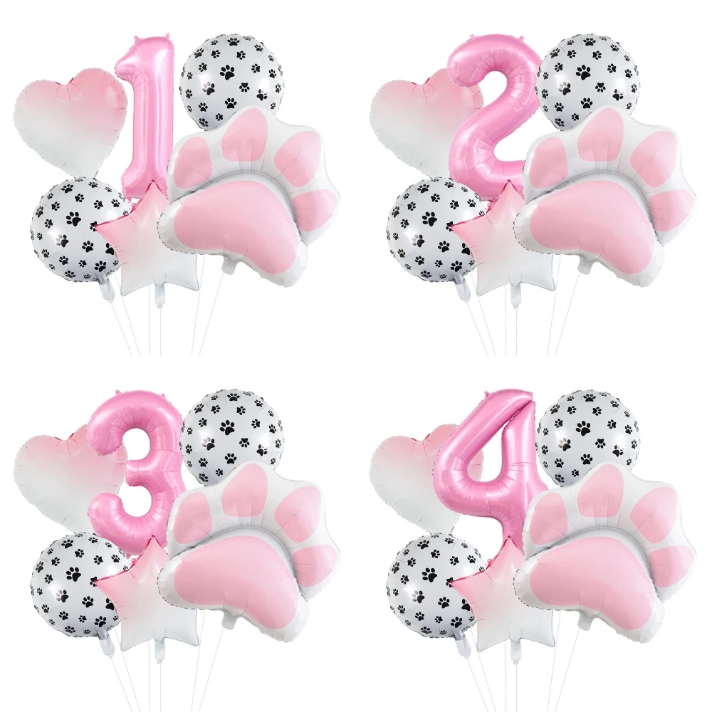 Tier-Let's Pawty-Hund, Katzenpfote, Aluminium-Ballon, 101,6 cm, rosa Zahl, Geburtstag, Party, Dekoration, Ballon, Babyparty Image
