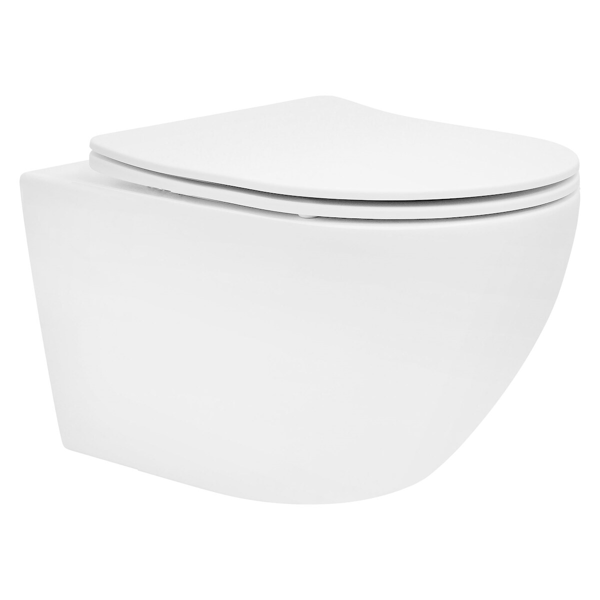 LuxeBath ECD Germany Hänge-WC lang 54 cm Weiß matt – spülrandlos, Design-WC mit WC-Sitz Softclose, Tiefspüler Keramik verlängert Image