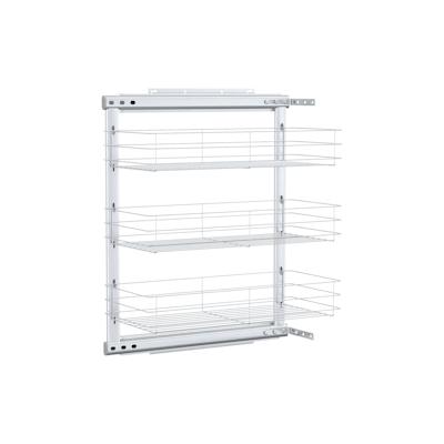 vidaXL 3-stufiger Küchen-Drahtkorb Ausziehbar Silbern 47x25x56 cm Image