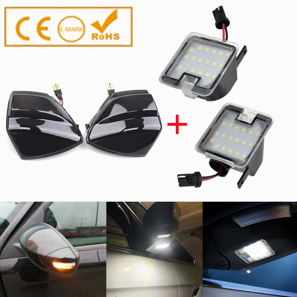 Für Ford S-Max 2015-2020 Kuga C394 08-12 C-Max 11-19 2X LED Dynamische Blinker Licht Seite Spiegel Unter Spiegel Licht Pfützen Lampe Image