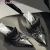 Wildleder Satin Slipper Pumps gemischte Farbe spitzen Zehen runde Absätze Slip-On Mode elegante sexy prägnante Frauen Sneakers Schuhe neuesten