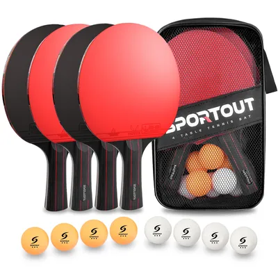 Sport-Tischtennis schläger, tragbares Tischtennis-Set, Tischtennis schläger für Tischtennis platten im Freien mit 3-Sterne-Ping-Pon Image