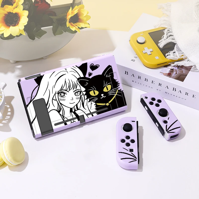 1 Stück Schönheit und die Katze Schutzhülle für Schalter oled, weiche TPU schlanke Abdeckung für Nintendo Switch Konsole, ns Spiel zubehör Image