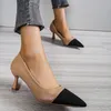 Frauen Pumps spitzen Zehen Boot Schuhe High Heels Kleid Schuhe schwarze Zehen Patchwork Pump ol Büro Dame Schuhe Zapatos Mujer