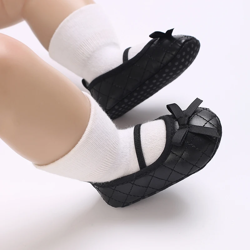 Flache Schuhe für Neugeborene, Mary Jane, klassische Mode, rutschfeste Schleife, Babyschuhe, weiche Sohle, Vorschul-Walking-Schuhe