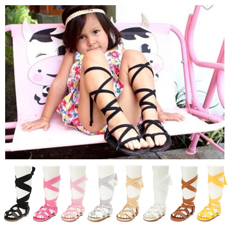 Modische Sommer-Gladiator-Sandalen für Babys mit Kreuzbindung, hohe Oberseite, weiche Gummisohle, Kleinkindschuhe, erstes Paar Babyschuhe