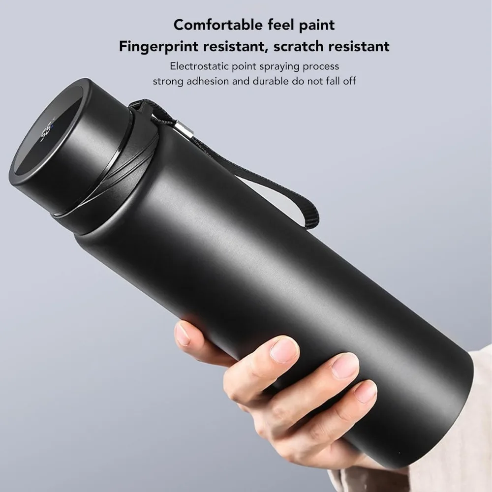 1000 ml isolierte Wasserflasche aus Edelstahl hält Getränke heiß oder kalt für Stunden mit Deckel, intelligentes Wasserbecher-Trinkgeschirr Image