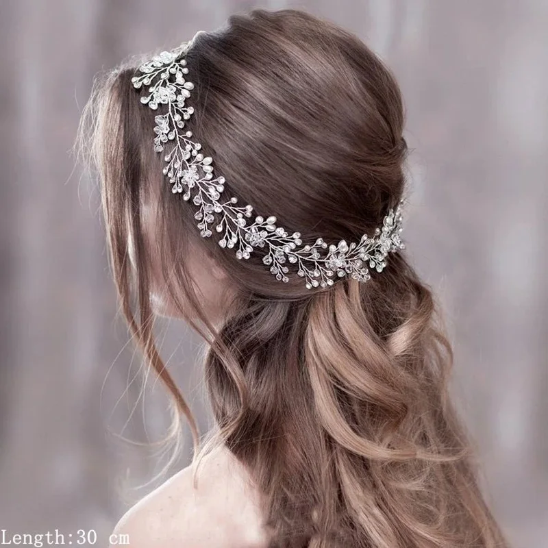 Kristall Perle Haar Rebe Stirnband Haarband für Frauen Strass Braut Hochzeit Haarschmuck Schmuck Rebe Stirnband Tiara Geschenk Image