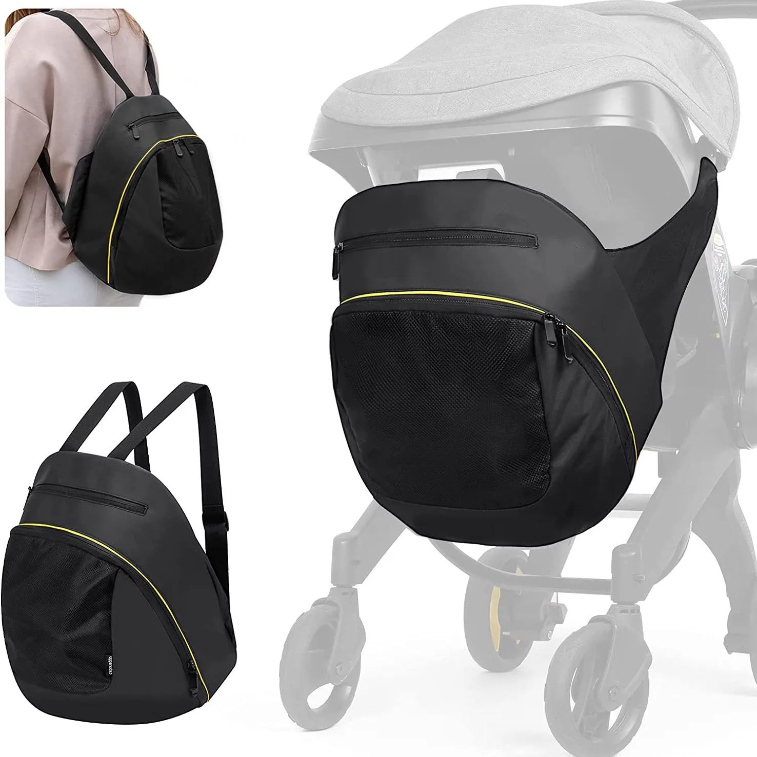 4-in-1-Zubehör für Kinderwagen, spezielles Zubehör für Kinderwagen, Regenschutz, Moskitonetz, Hängetasche, Mumientasche, Sonnenschutz, Radzubehör Image