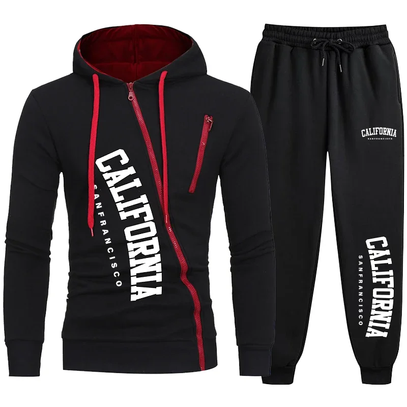 2024 männliche Hoodie Hose 2 Stück Jogging Sporta nzug lässig Trainings anzug Männer Kapuze Sweatshirt Outfit Frühling Herbst Herren Sets Sportswear Image