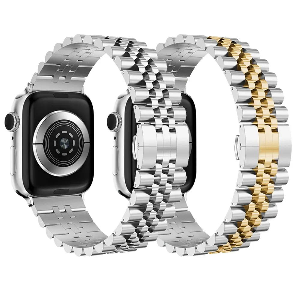 Edelstahlarmband für Apple Watch Band 40 mm 44 mm 42 mm 45 mm 49 mm Luxus-Metallarmband für IWatch Serie 1 2 3 4 5 6 7 8 SE Image