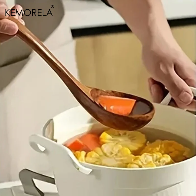 Cuillère de cuisine en teck de Thaïlande, ustensiles de cuisine en bois naturel, outil de cuisine, louche, tourneur, passoire à riz, soupe, écumoire, cuillère, 1 pièce