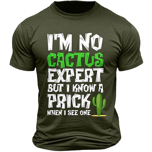 Herren Lustiges Grafik T-Shirt 'Ich bin kein Kaktus-Experte aber ich erkenne einen Schmerzmittel wenn ich einen sehe' - Sarkastisches Wortspiel T-Shirt