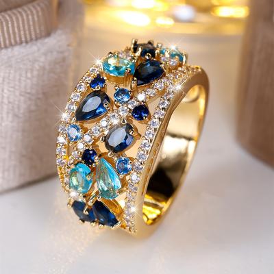 TEMU Boho Style Band Ring Paved Full Of Shining Zirconia Multi Colors For U To Choose Engagement/ Wedding Ring Dupes Luxury Jewelry Image
